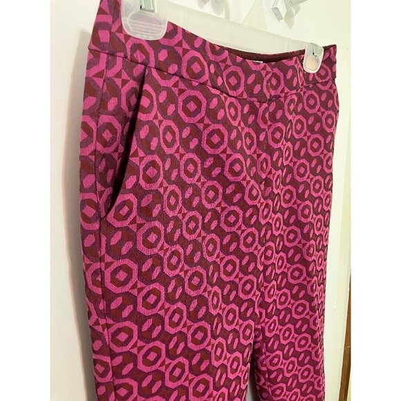 Boden Womans Purple Chino Dress Pants Geometric Paisley Size 4R Romania 27x30 - Picture 3 of 11